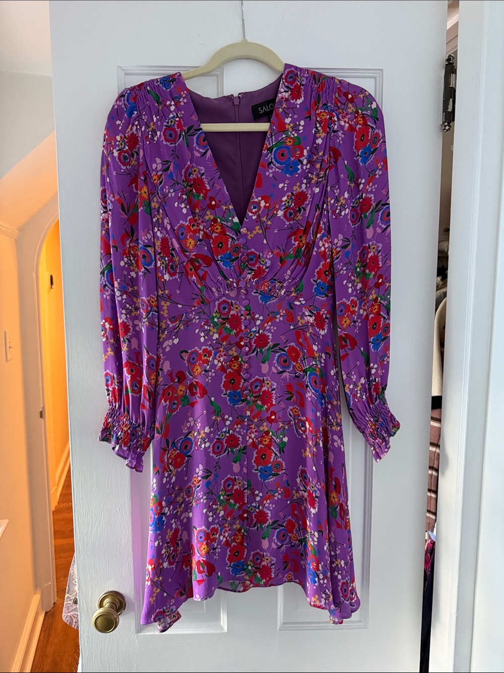 SALONI Saylor Floral V-Neck Purple dress US 2 / UK 6